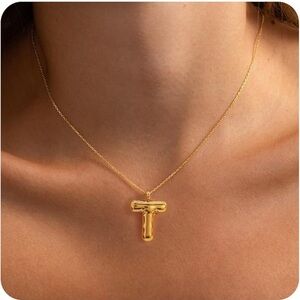 Amazon Gold Initial Pendant Necklace (T)